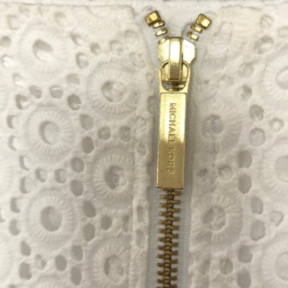 Michael Michael Kors White Lined Skirt Gold Zipper - Picture 3 of 10